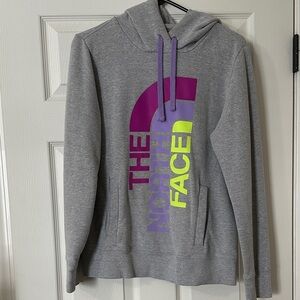 The North Face Gray Hoodie with Vibrant Accents